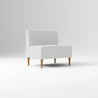 Emmett Dining Banquette Armless Bench, Yarn Dyed Linen Weave Pewter, Acorn
