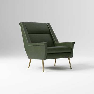 Carlo Highback Chair, Poly, Saddle Leather, Nut, Brass