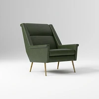 Carlo Highback Chair, Poly, Saddle Leather, Nut, Brass