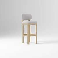 Anton Bar Stool, Yarn Dyed Linen Weave Alabaster, Burnt Wax