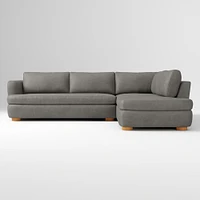 Leroy 2-Seat 2-Piece Right Bumper Chaise Sectional, Saddle Leather, Nut, Almond