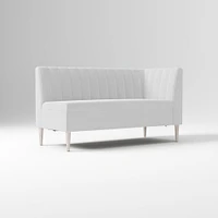Emmett Dining Banquette Armless Bench, Yarn Dyed Linen Weave Pewter, Acorn