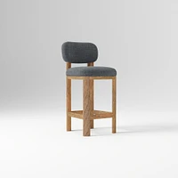 Anton Bar Stool, Yarn Dyed Linen Weave Alabaster, Burnt Wax