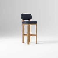 Anton Bar Stool, Yarn Dyed Linen Weave Alabaster, Burnt Wax