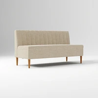 Emmett Dining Banquette Armless Bench, Yarn Dyed Linen Weave Pewter, Acorn