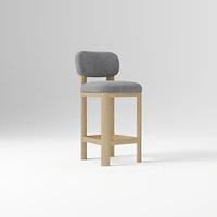 Anton Bar Stool, Yarn Dyed Linen Weave Alabaster, Burnt Wax