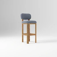 Anton Bar Stool, Yarn Dyed Linen Weave Alabaster, Burnt Wax