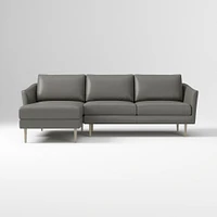 Sloane 96" Right 2-Piece Chaise Sectional, Saddle Leather, Nut, Champagne Bronze
