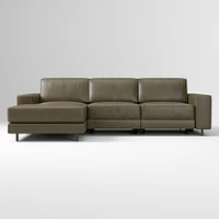 Axel 91" Left 2-Piece Chaise Sectional, Saddle Leather, Nut, Metal