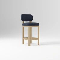 Anton Bar Stool, Yarn Dyed Linen Weave Alabaster, Burnt Wax