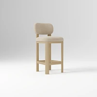 Anton Bar Stool, Yarn Dyed Linen Weave Alabaster, Burnt Wax