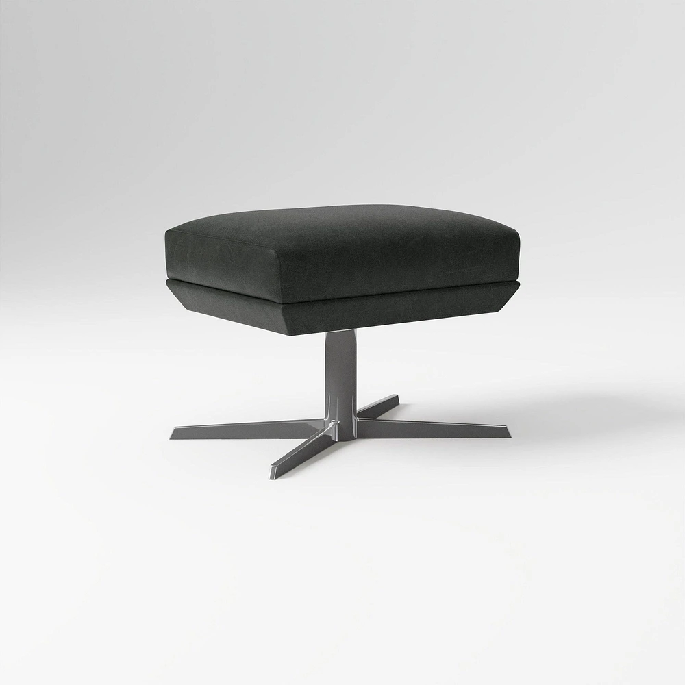Austin Swivel Ottoman, Poly, Saddle Leather, Nut, Dark Bronze