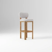 Anton Bar Stool, Yarn Dyed Linen Weave Alabaster, Burnt Wax