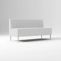 Emmett Dining Banquette Armless Bench, Yarn Dyed Linen Weave Pewter, Acorn