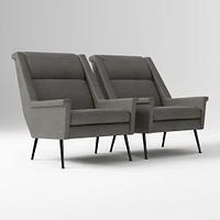 Carlo Highback Chair, Poly, Saddle Leather, Nut, Brass