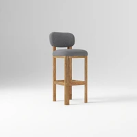Anton Bar Stool, Yarn Dyed Linen Weave Alabaster, Burnt Wax