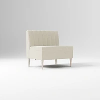 Emmett Dining Banquette Armless Bench, Yarn Dyed Linen Weave Pewter, Acorn