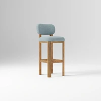 Anton Bar Stool, Yarn Dyed Linen Weave Alabaster, Burnt Wax
