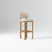 Anton Bar Stool, Yarn Dyed Linen Weave Alabaster, Burnt Wax