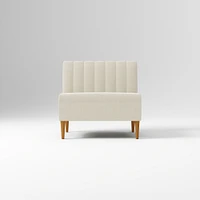 Emmett Dining Banquette Armless Bench, Yarn Dyed Linen Weave Pewter, Acorn