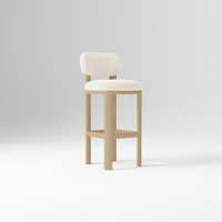 Anton Bar Stool, Yarn Dyed Linen Weave Alabaster, Burnt Wax