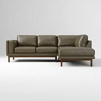 Dekalb 102" Left 2-Piece Bumper Chaise Sectional, Saddle Leather, Nut, Acorn