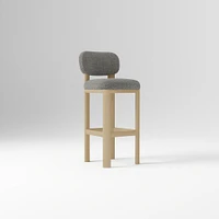 Anton Bar Stool, Yarn Dyed Linen Weave Alabaster, Burnt Wax