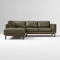 Dekalb 102" Left 2-Piece Bumper Chaise Sectional, Saddle Leather, Nut, Acorn