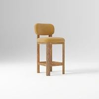 Anton Bar Stool, Yarn Dyed Linen Weave Alabaster, Burnt Wax