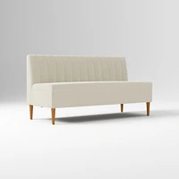 Emmett Dining Banquette Armless Bench, Yarn Dyed Linen Weave Pewter, Acorn
