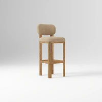 Anton Bar Stool, Yarn Dyed Linen Weave Alabaster, Burnt Wax