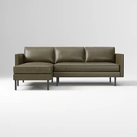 Axel 91" Left 2-Piece Chaise Sectional, Saddle Leather, Nut, Metal