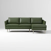 Sloane 96" Right 2-Piece Chaise Sectional, Saddle Leather, Nut, Champagne Bronze
