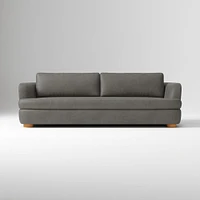 Leroy 96in Sofa, Ludlow Leather Navy, Cool Walnut