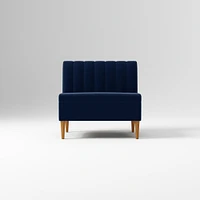 Emmett Dining Banquette Armless Bench, Yarn Dyed Linen Weave Pewter, Acorn
