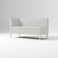 Emmett Dining Banquette Armless Bench, Yarn Dyed Linen Weave Pewter, Acorn