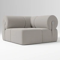 Samos Sectional Armless Performance Yarn Dyed Linen Weave Alabaster