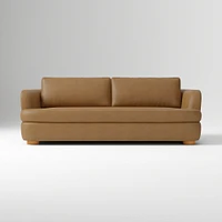 Leroy 96in Sofa, Ludlow Leather Navy, Cool Walnut