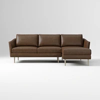 Sloane 96" Right 2-Piece Chaise Sectional, Saddle Leather, Nut, Champagne Bronze