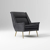 Carlo Highback Chair, Poly, Saddle Leather, Nut, Brass
