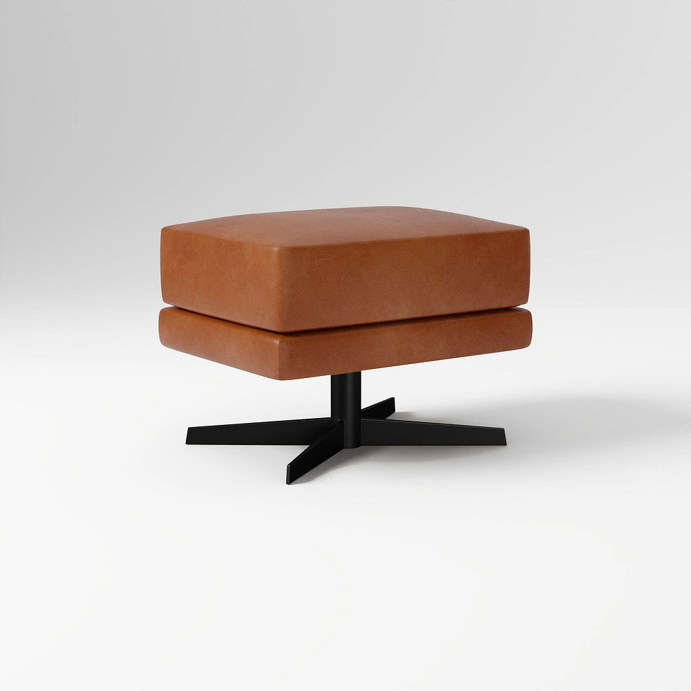 Viv High Back Swivel Chair Ottoman Saddle Leather Nut Dark Bronze
