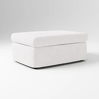 Enzo Storage Ottoman, Poly, Yarn Dyed Linen Weave, Alabaster, Concealed Support
