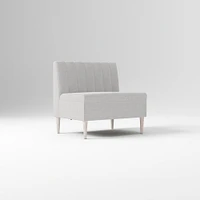 Emmett Dining Banquette Armless Bench, Yarn Dyed Linen Weave Pewter, Acorn