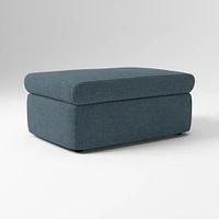 Enzo Storage Ottoman, Poly, Yarn Dyed Linen Weave, Alabaster, Concealed Support