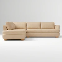 Leroy 2-Seat 2-Piece Right Bumper Chaise Sectional, Saddle Leather, Nut, Almond