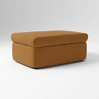 Enzo Storage Ottoman, Poly, Yarn Dyed Linen Weave, Alabaster, Concealed Support