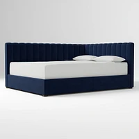 Avalon Corner Storage Bed Queen Yarn Dyed Linen Weave Alabaster
