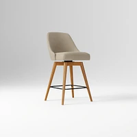 Mid-Century Swivel Stool, Saddle Leather, Acorn