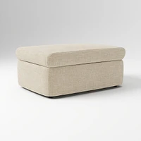 Enzo Storage Ottoman, Poly, Yarn Dyed Linen Weave, Alabaster, Concealed Support