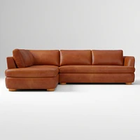 Leroy 2-Seat 2-Piece Right Bumper Chaise Sectional, Saddle Leather, Nut, Almond